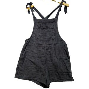 Aerie Women's Cotton Short Overalls Lightweight Size XS Gray Stretch Tie Strap